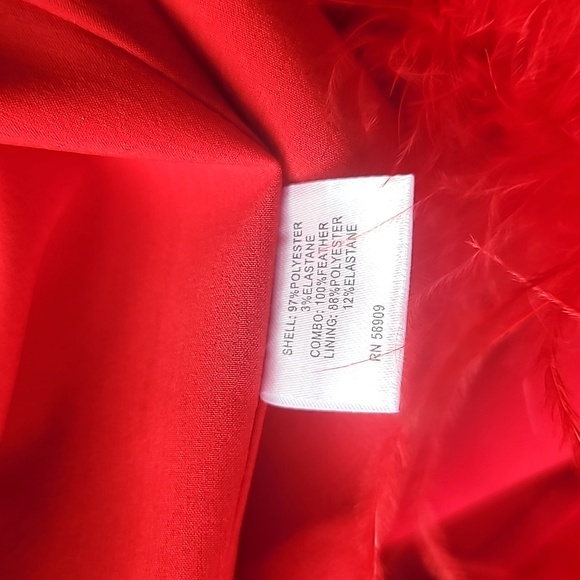 Antonio Melani Cosima One Sleeve Asymmetrical Neckline Feather Trim Dress - Picture 7 of 11